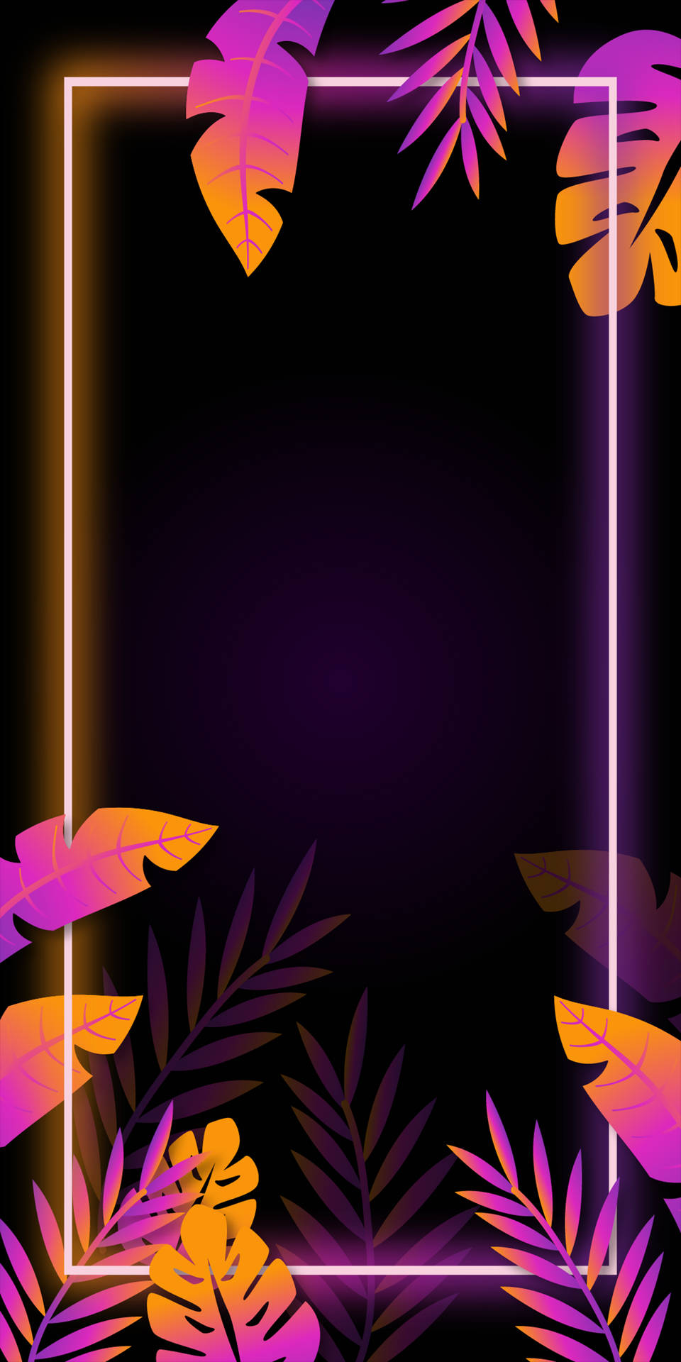 Download Tropical Leaves Neon Phone Wallpaper