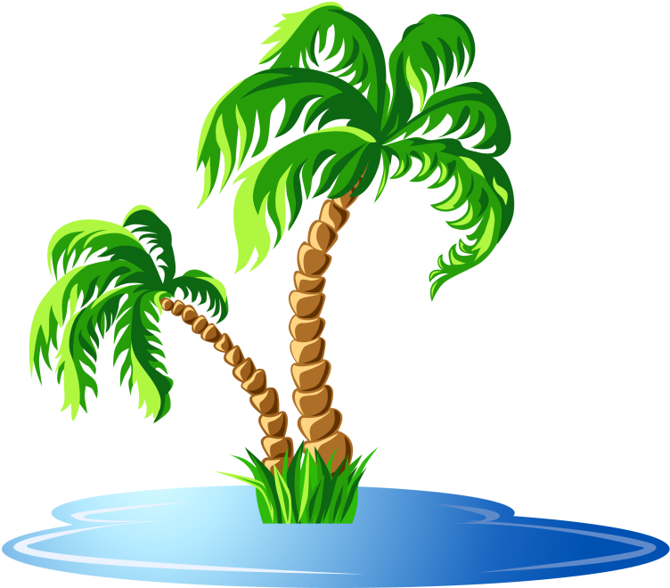 Tropical Oasis Palm Trees PNG