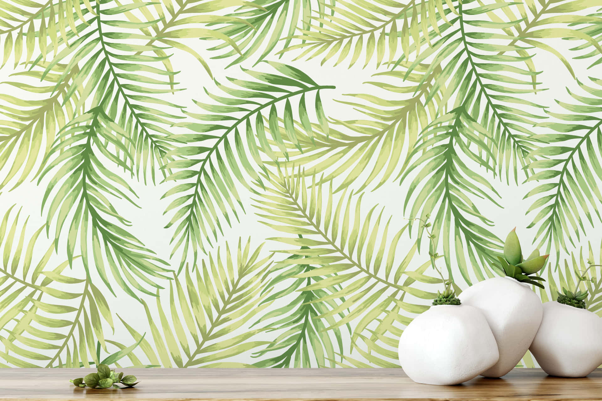 Tropical Palm Frond Wallpaper Design Wallpaper