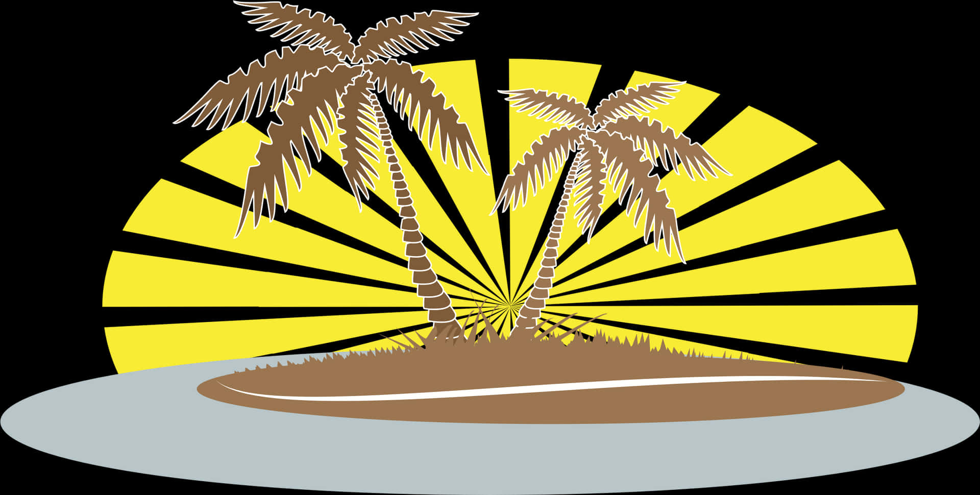 Tropical Palm Island Vector PNG