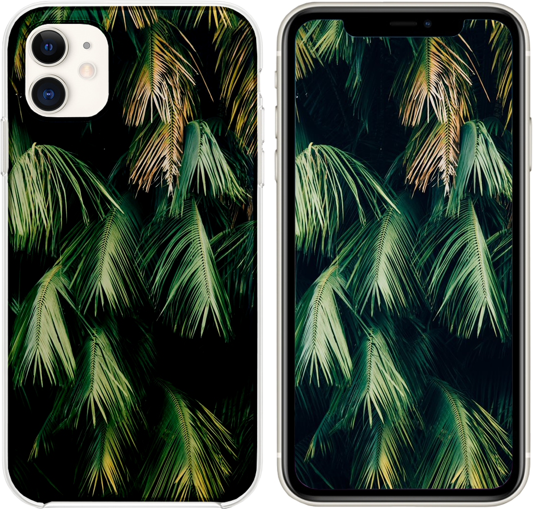 Tropical Palm Leaves Smartphone Wallpaper PNG