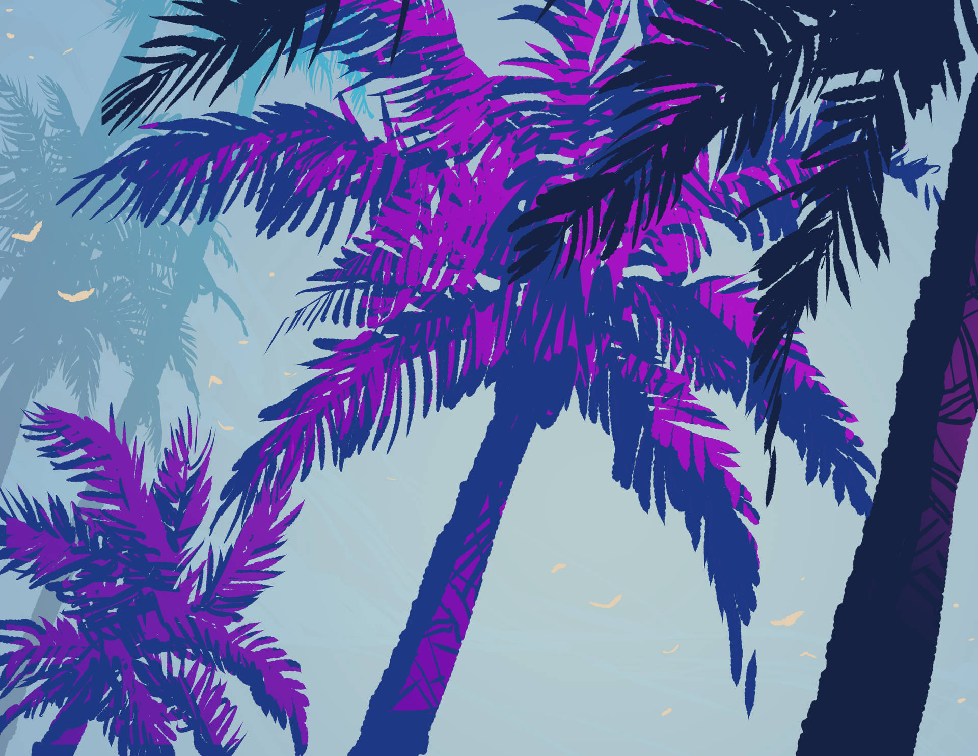 Tropical Palm Tree Nature Art Wallpaper