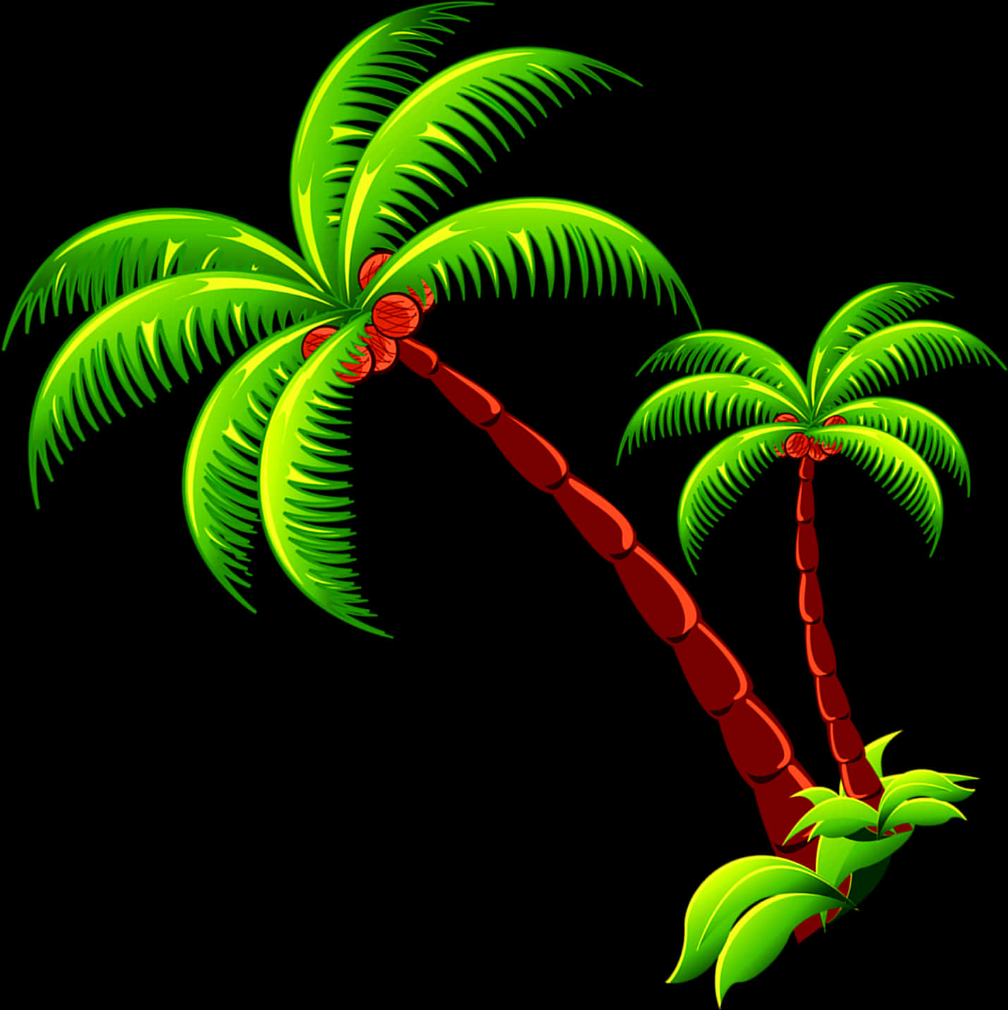Tropical Palm Trees Vector PNG