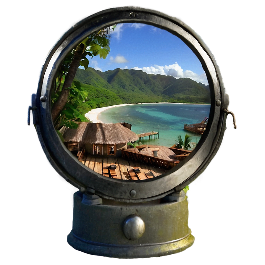 Tropical Paradise Through Submarine Window PNG