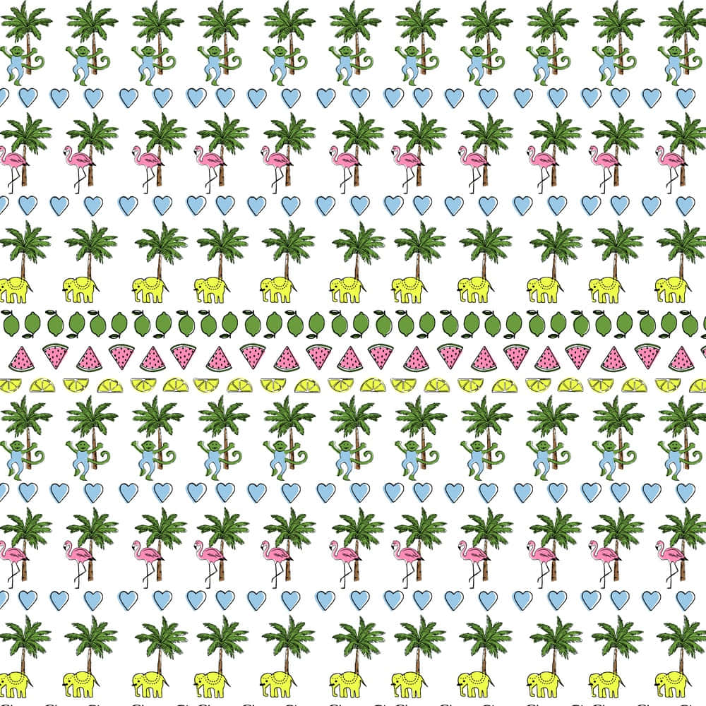 Tropical_ Pattern_with_ Flamingos_and_ Palms Wallpaper