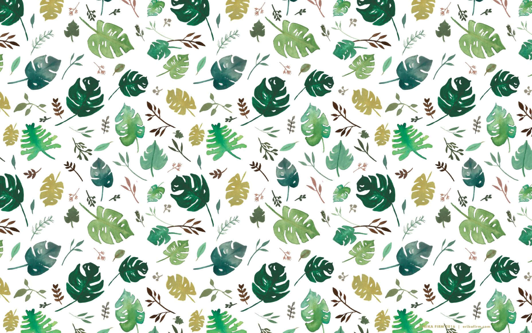Tropical Plants Cute Patterns Desktop Wallpaper