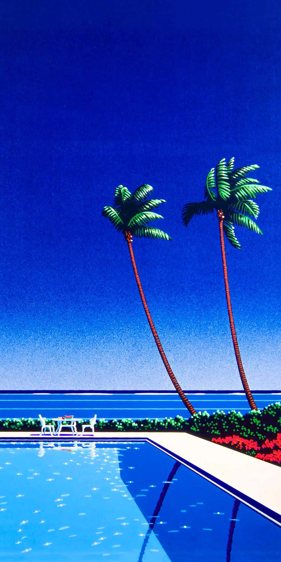 Tropische Poolside Sereniteit Hiroshi Nagai Achtergrond