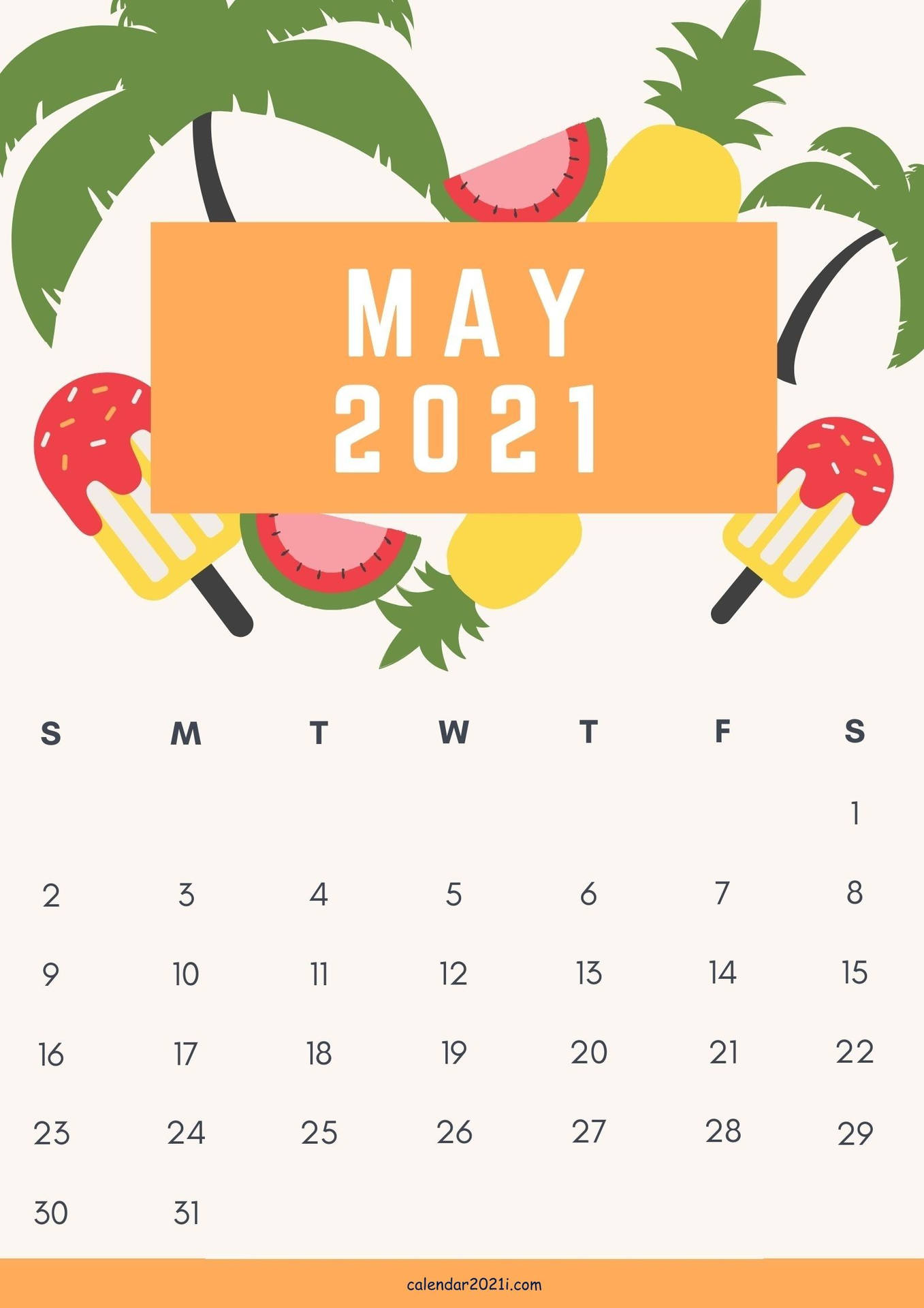 Tropical Popsicles May Calendar 2021 Wallpaper
