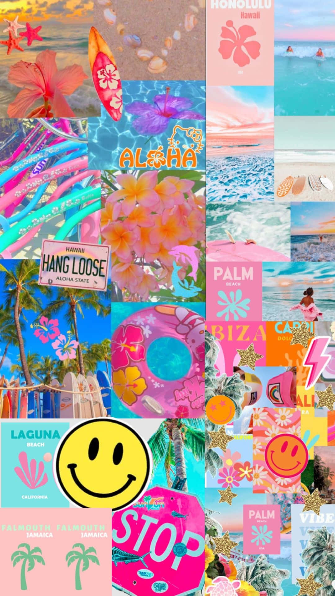 Tropical_ Preppy_ Collage_ Aesthetic Wallpaper