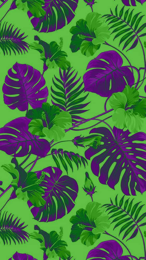 Tropical Purple Green Pattern.jpg Wallpaper