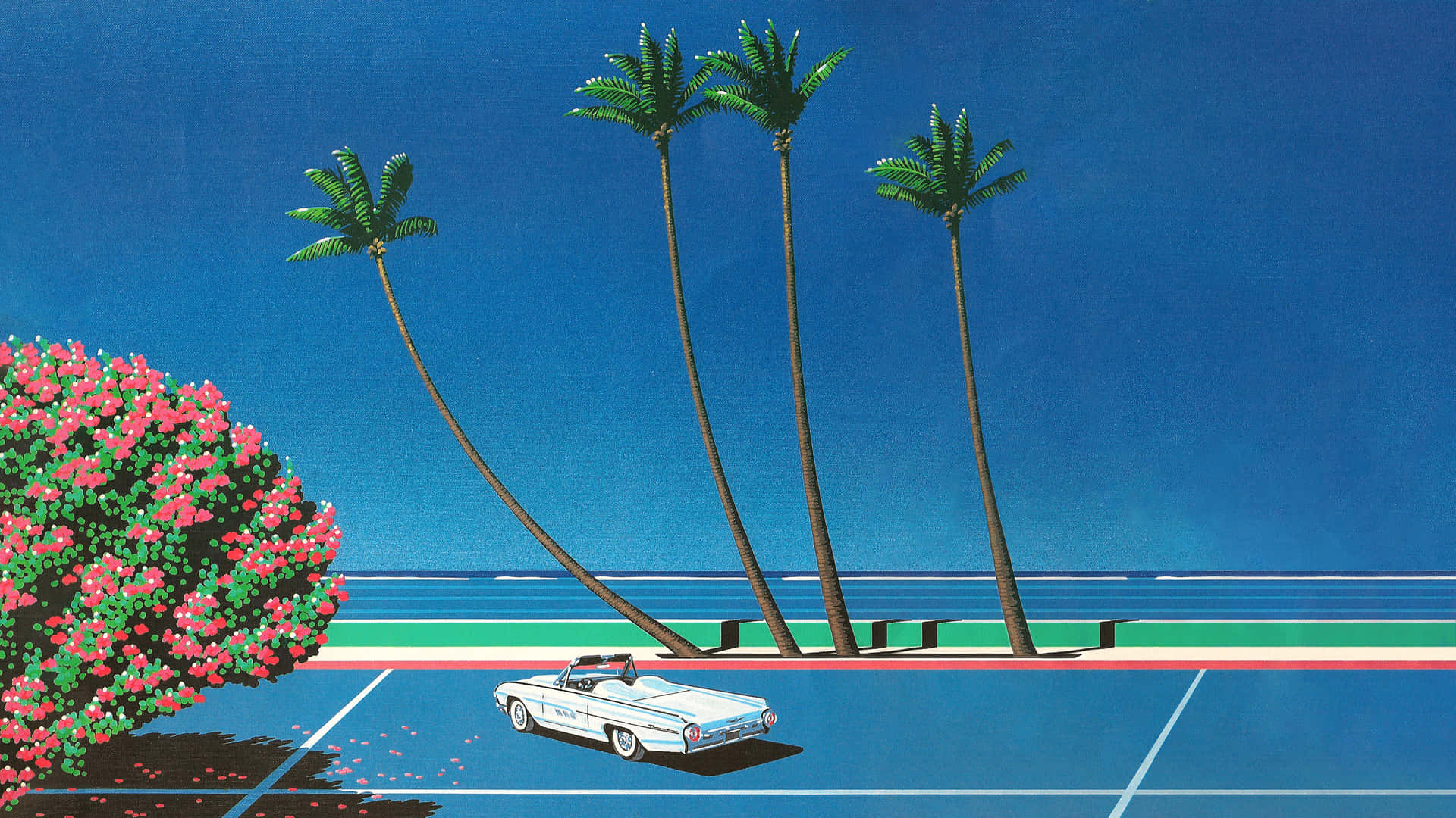 Tropisch Retro Kunstwerk Hiroshi Nagai Achtergrond