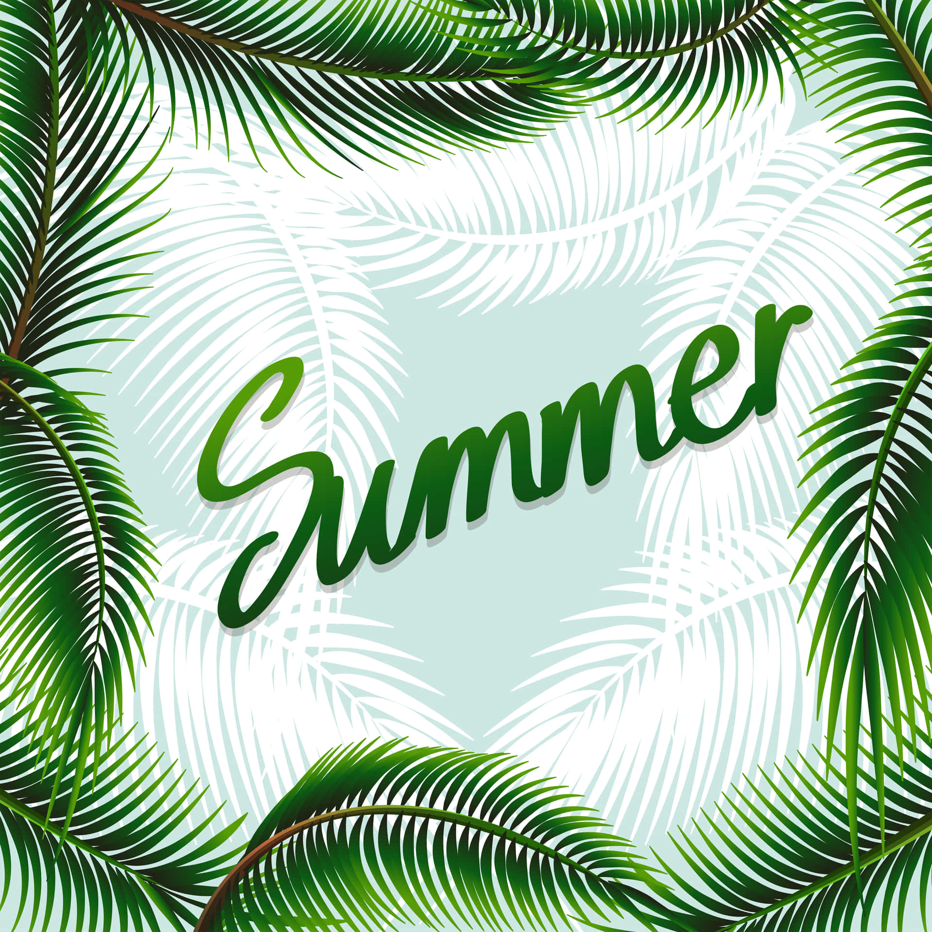 Tropical Summer Palm Fronds Graphic Wallpaper