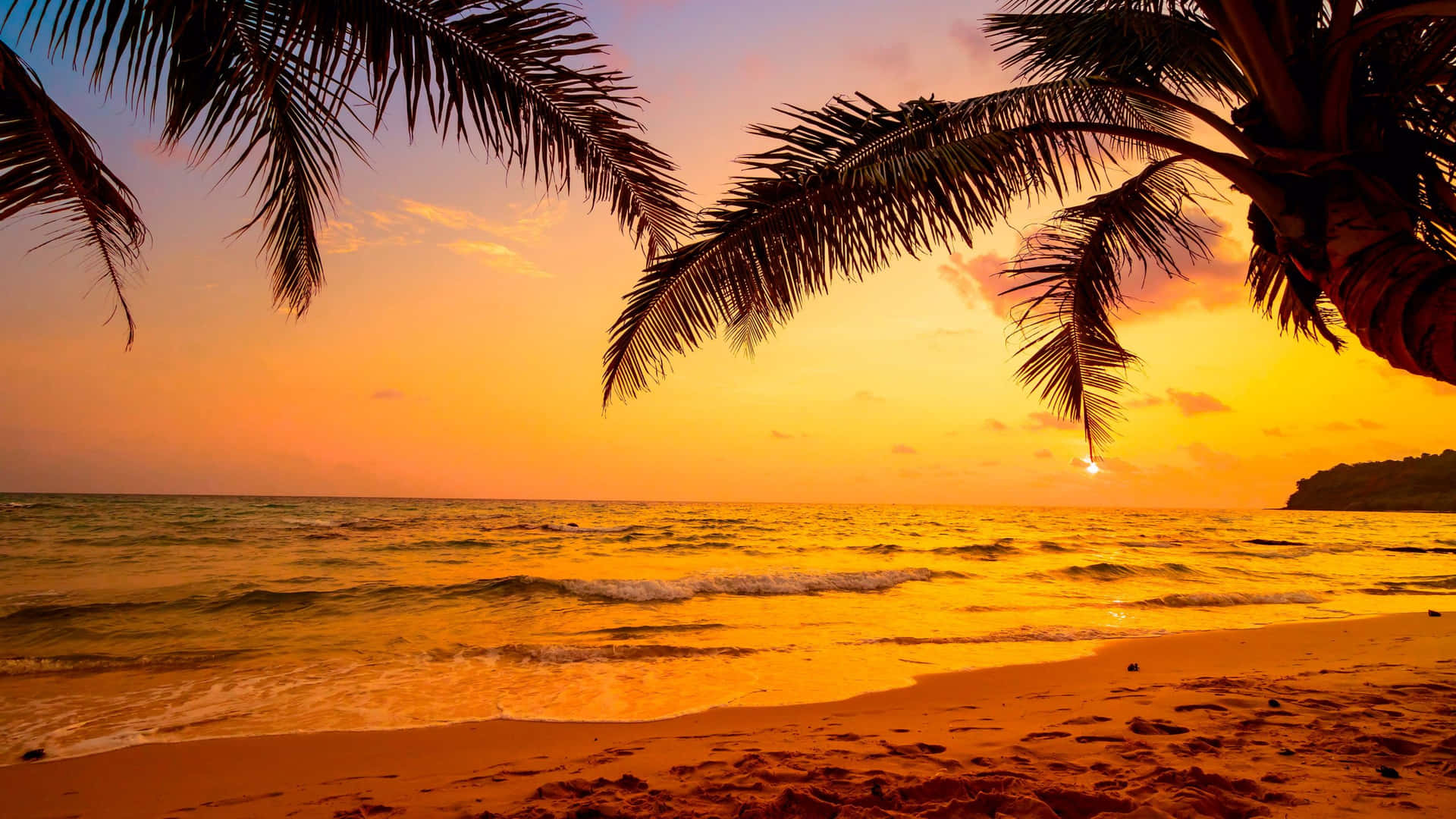 Tropical Sunset Chill Photo Wallpaper