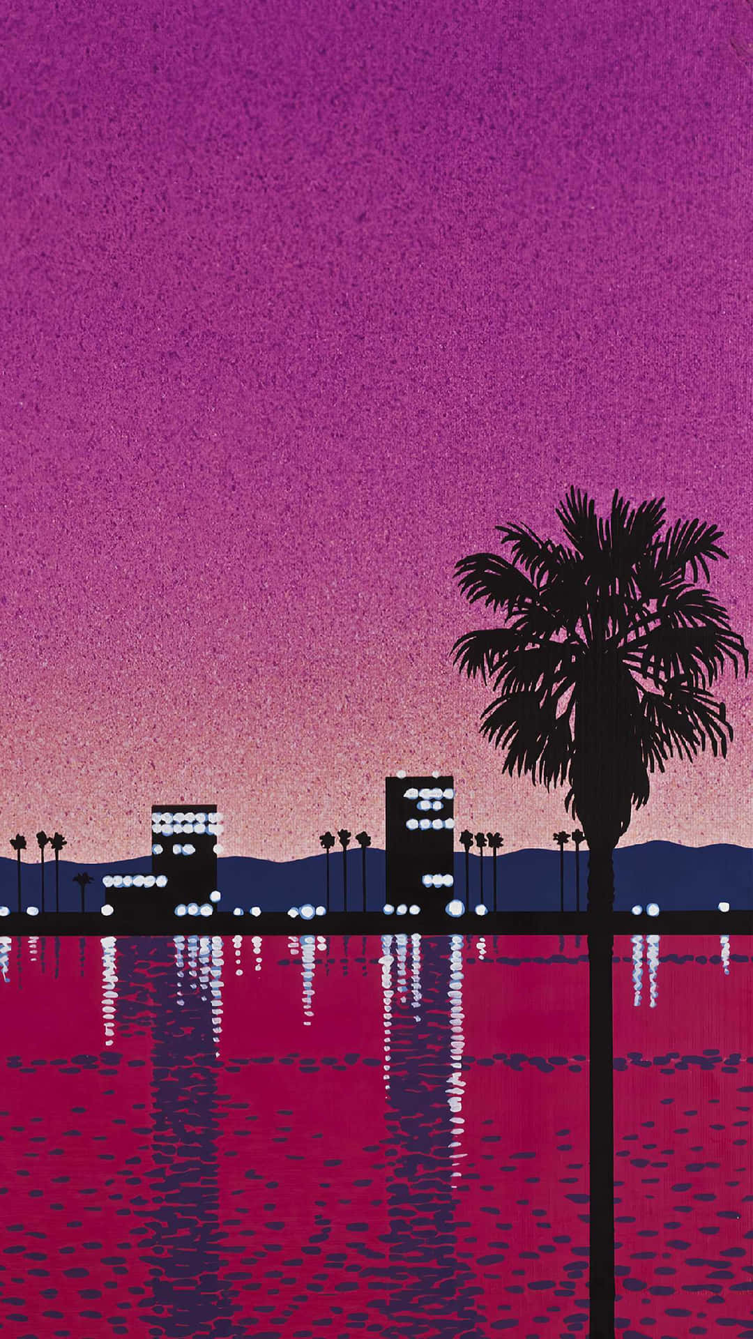 Tropical Sunset Cityscape Artwork Wallpaper