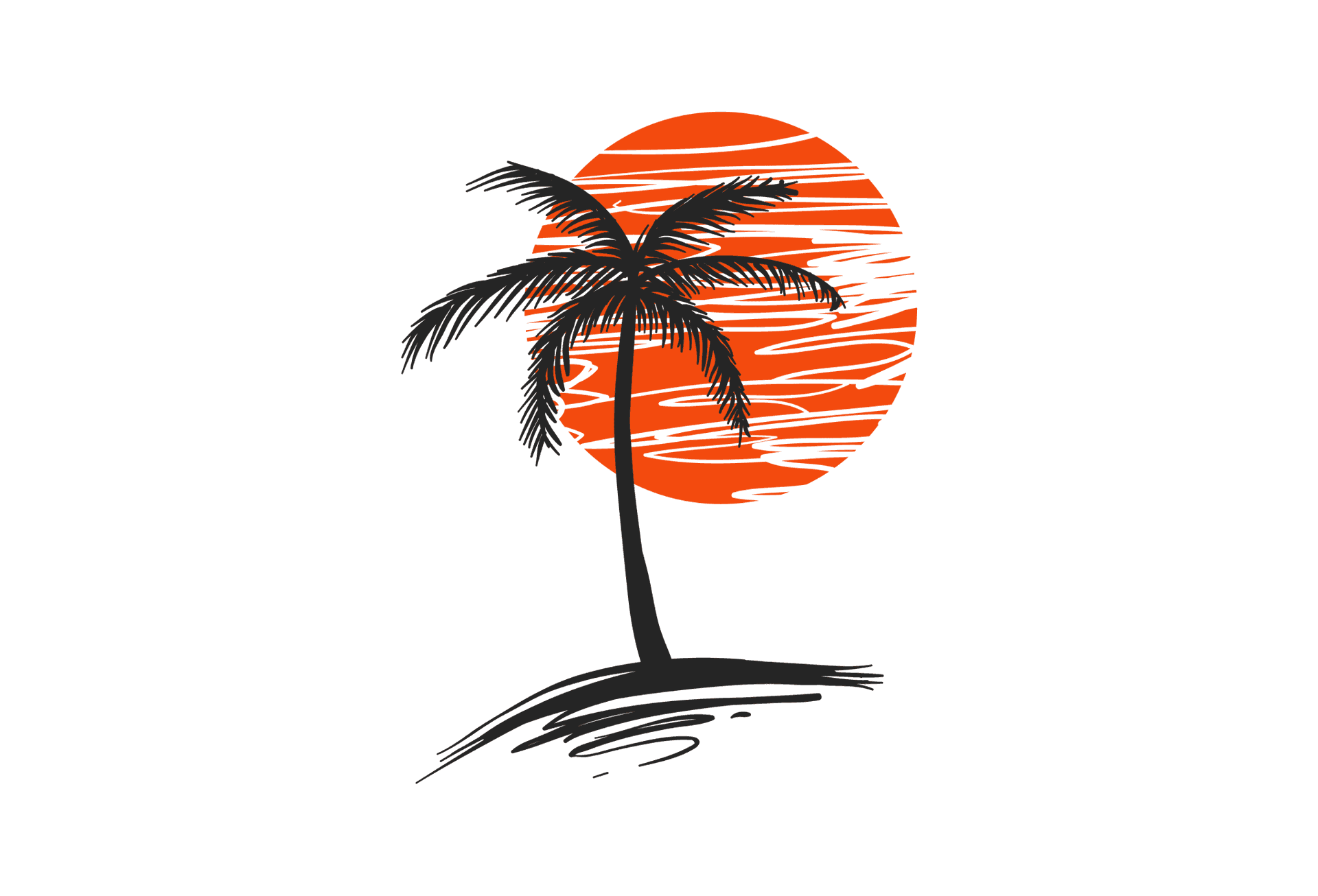 Tropical Sunset Palm Tree PNG