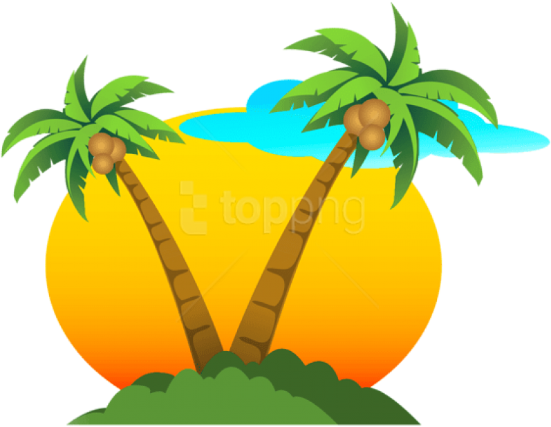 Tropical Sunset Palm Trees Clipart PNG