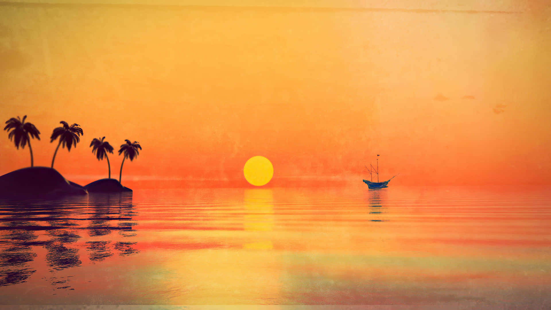 Tropical Sunset Serenity4 K Ultra Wide Wallpaper