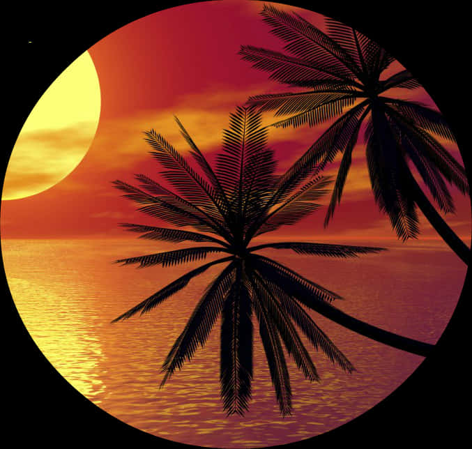 Tropical Sunset Silhouette PNG