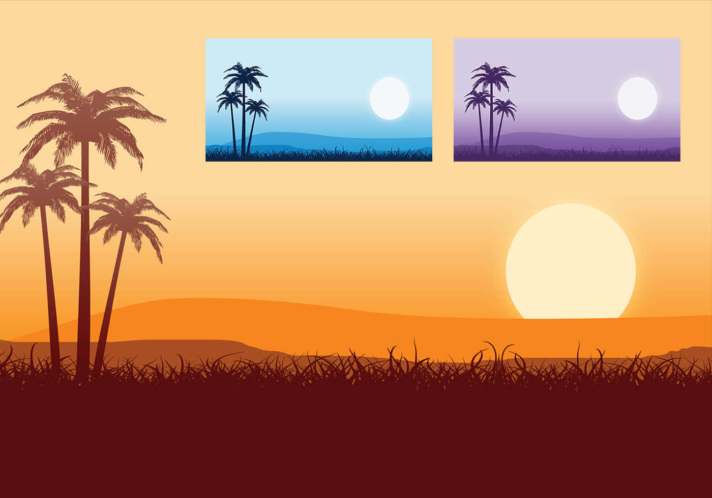 Tropical Sunset Template Format Different Colors Wallpaper
