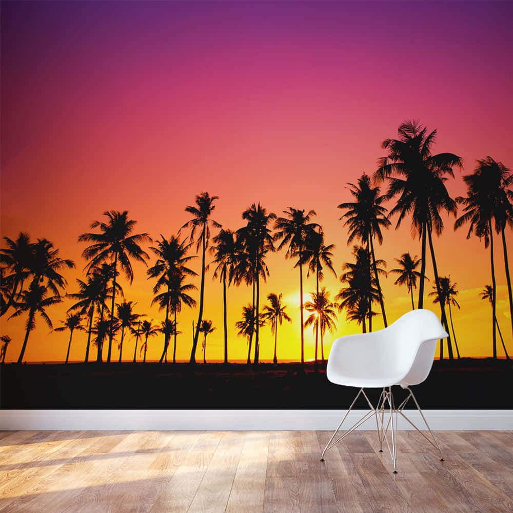 Tropical Sunset Wall Mural Wallpaper