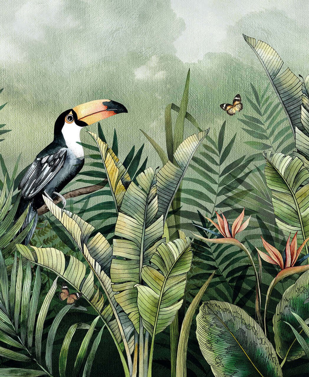 Tropical Toucan Illustration Wallpaper