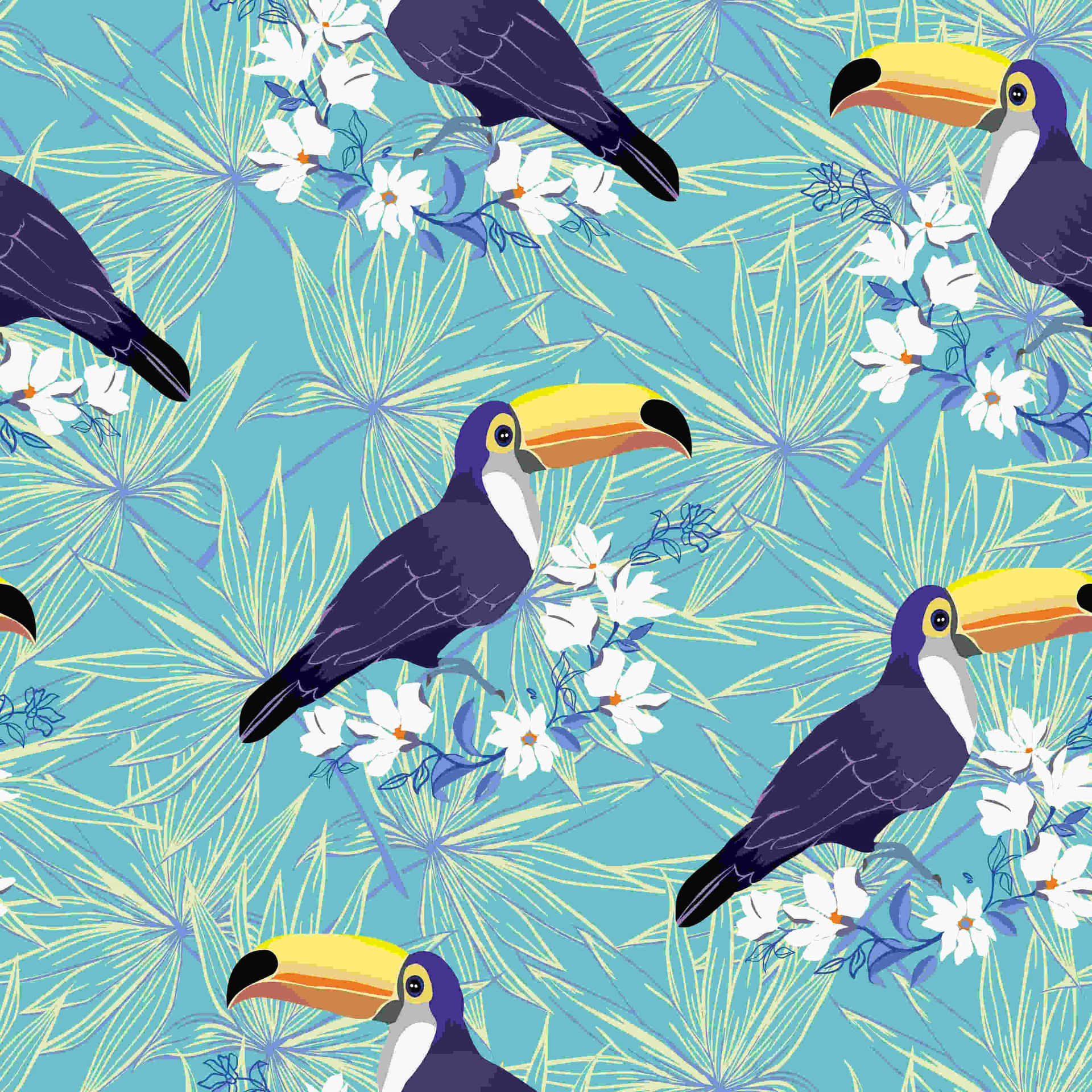 Tropical Toucan Pattern Background Wallpaper