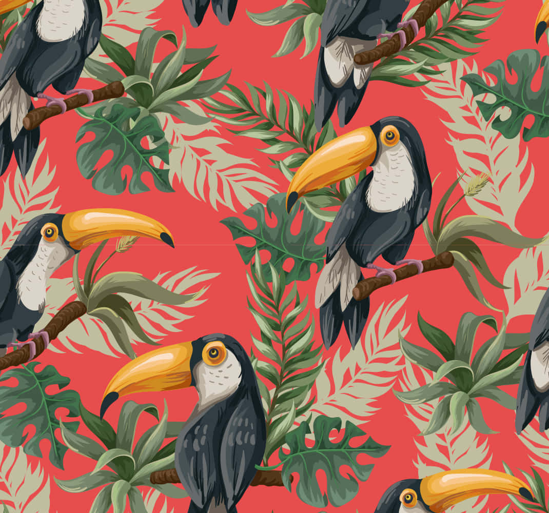 Tropical Toucan Pattern Background Wallpaper