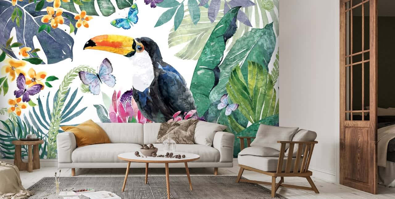 Tropical Toucan Wall Mural Living Room Wallpaper