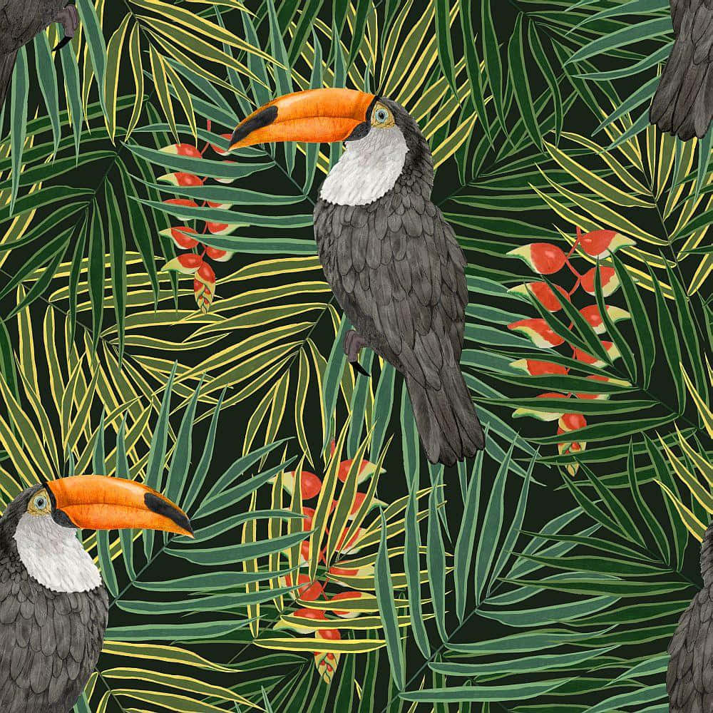 Tropical Toucans Pattern Wallpaper