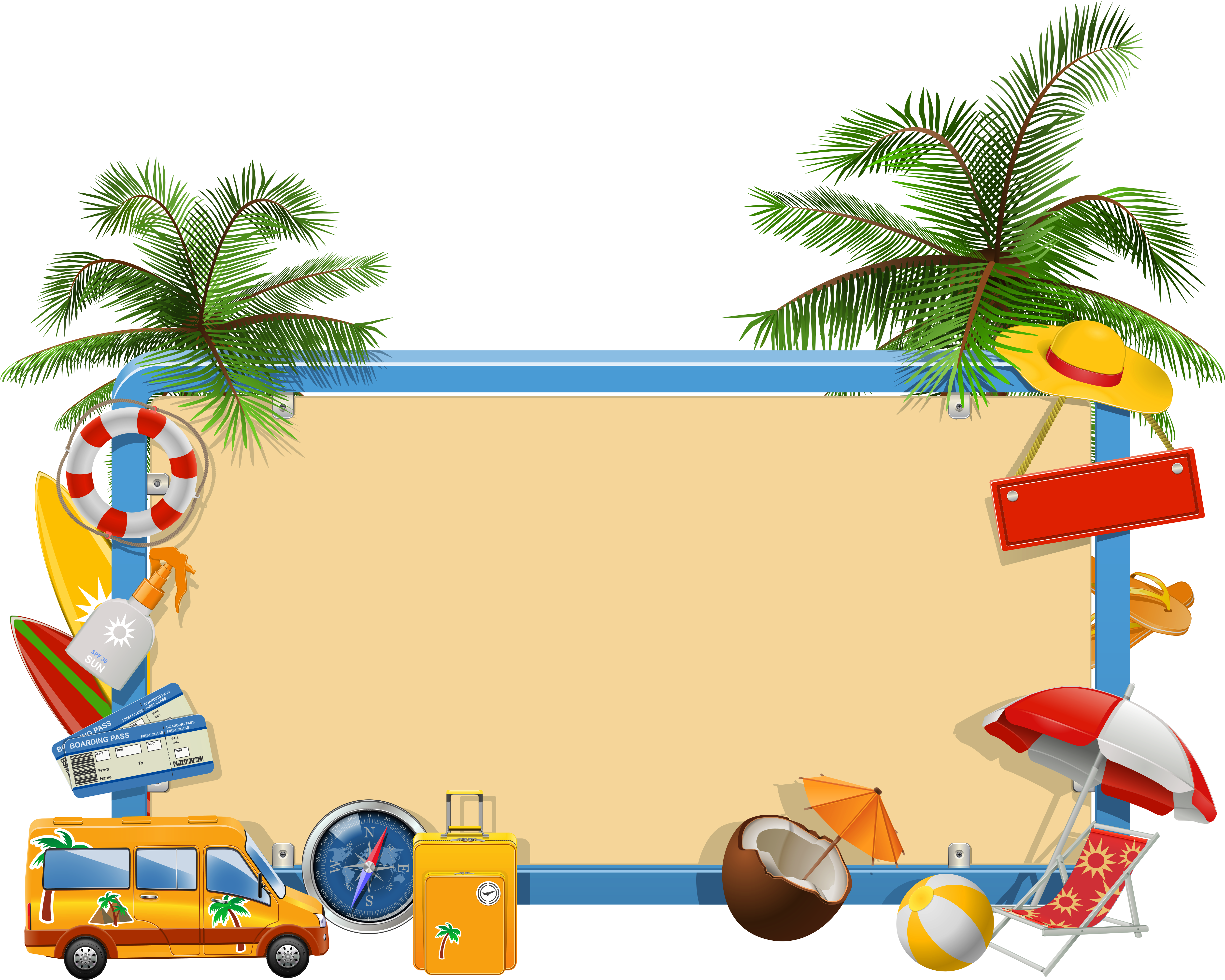 Tropical Vacation Frame Template PNG