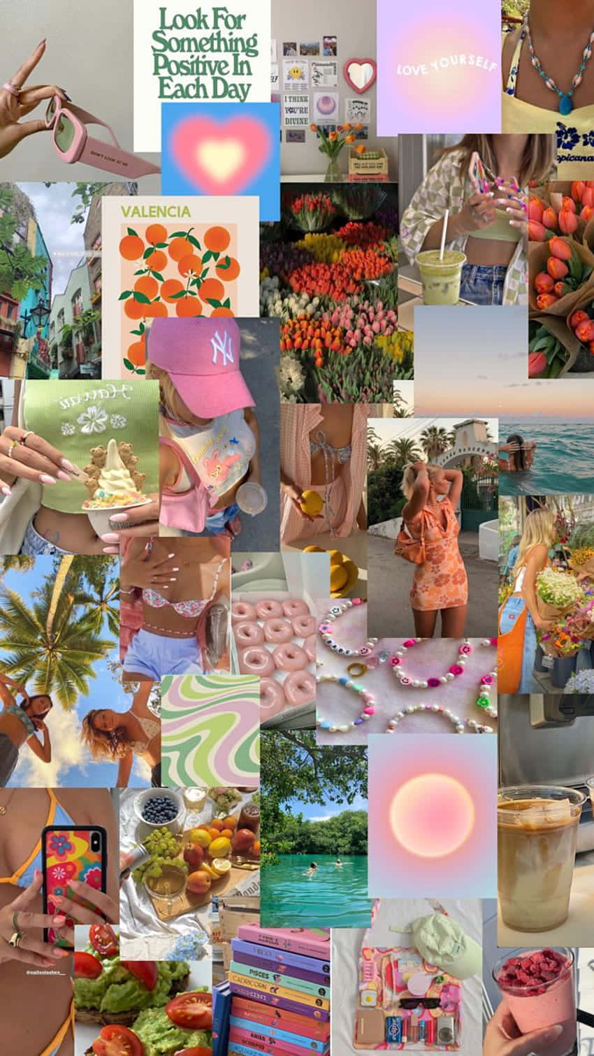 Tropical Vibes Collage Aesthetic.jpg Wallpaper