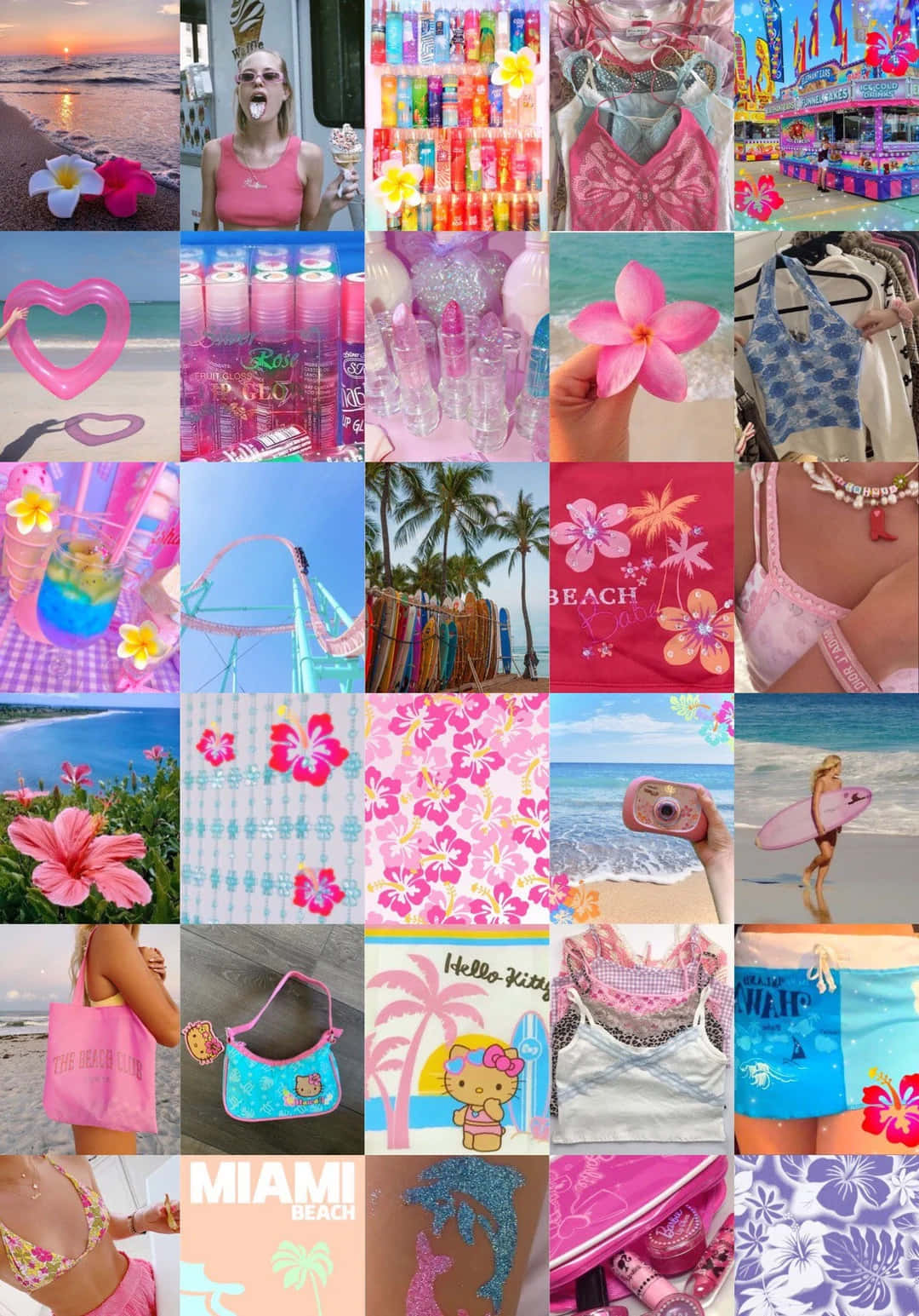 Tropical Vibes Collage Hibiscus Coconut Girl Aesthetic.jpg Wallpaper
