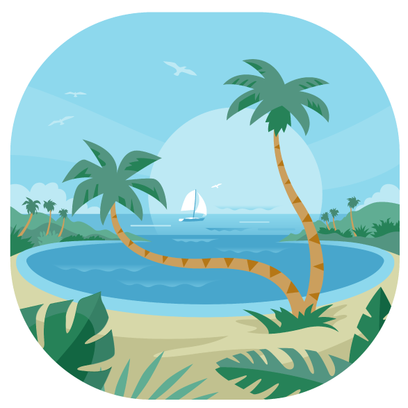 Tropical_ Beach_ Paradise_ Vector PNG