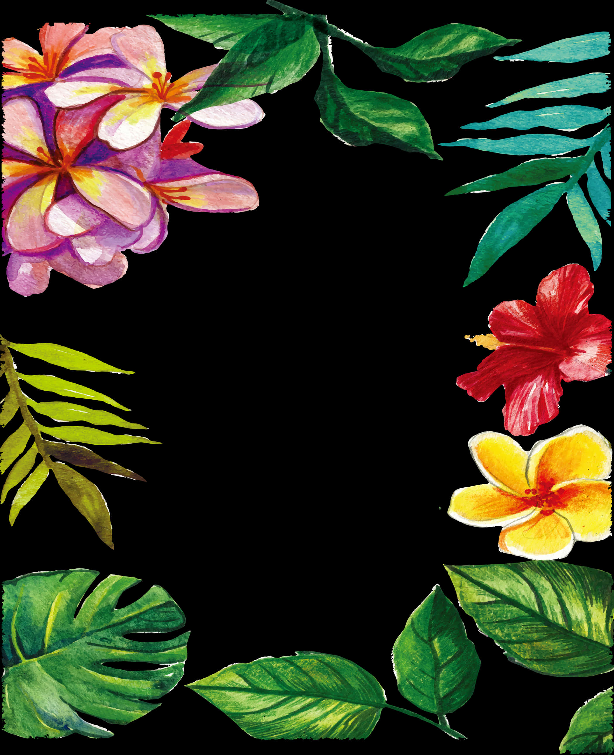 Tropical_ Floral_ Frame_ Border PNG