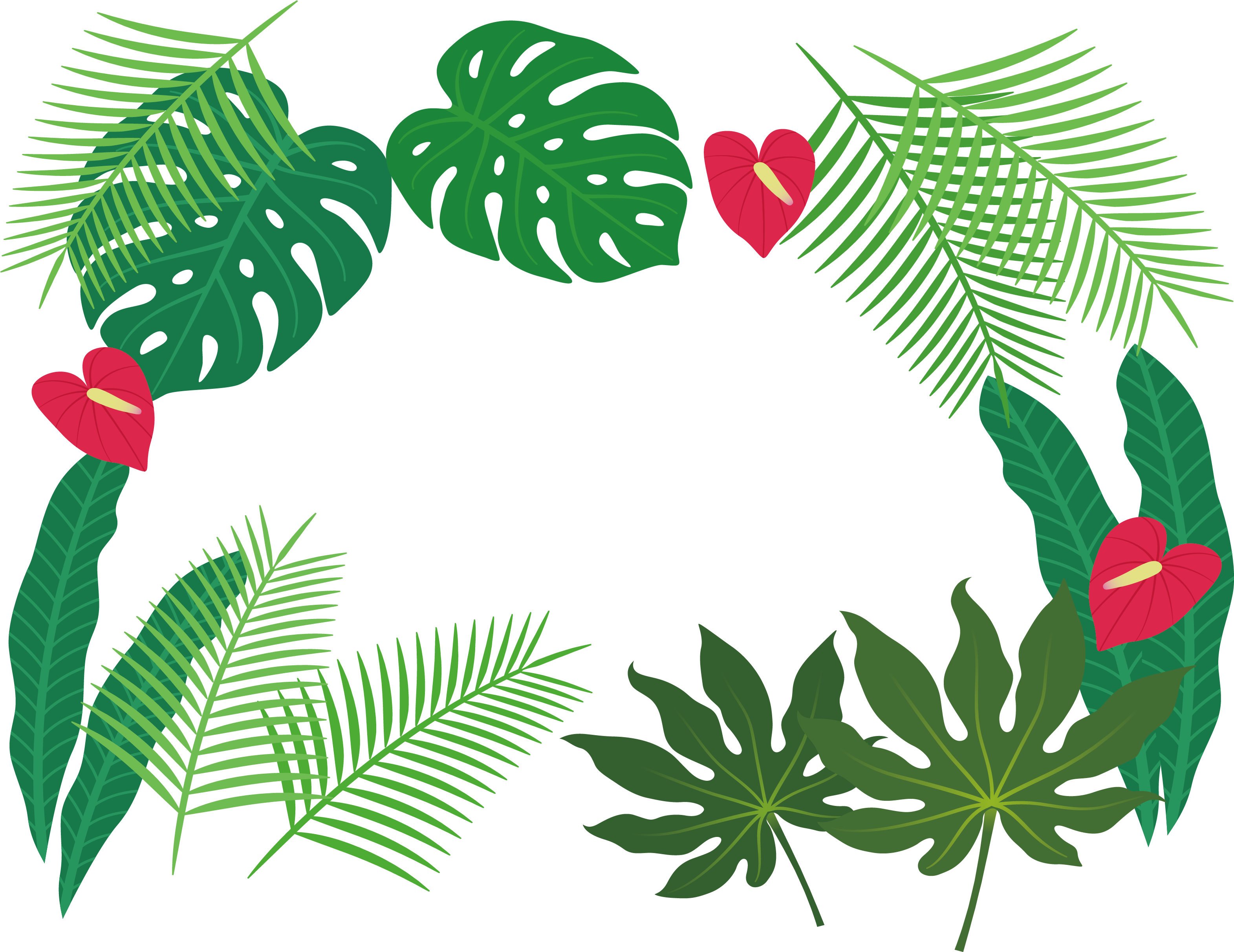 Tropical_ Leaf_ Border_ Design PNG