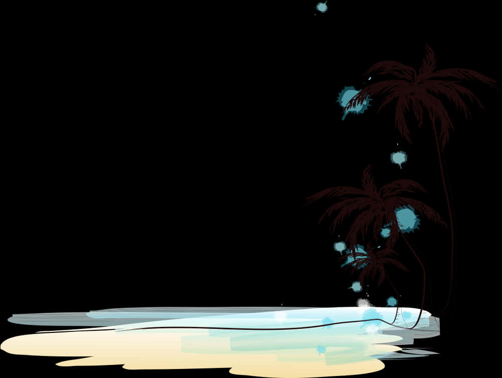Tropical_ Night_ Silhouette_ Coconut_ Trees PNG