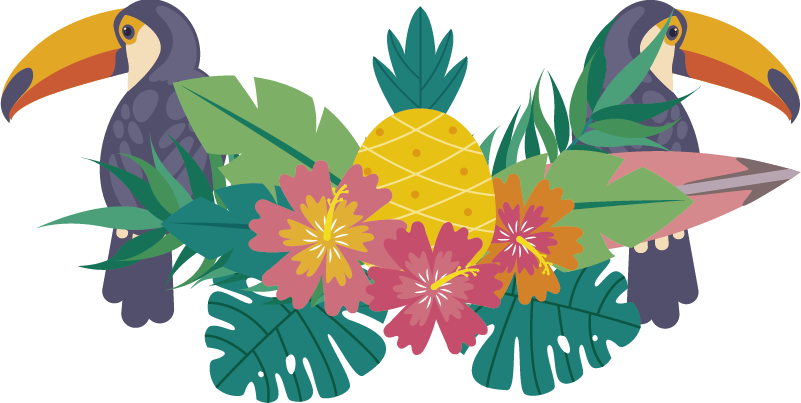 Tropical_ Toucans_and_ Flora_ Vector PNG