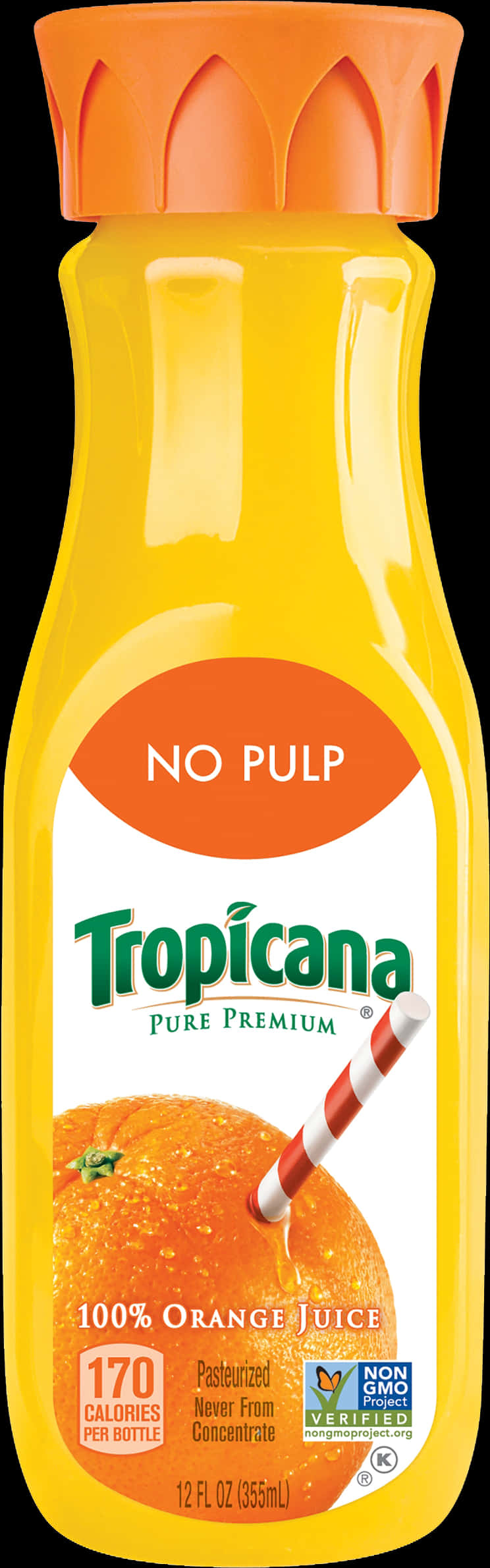 Tropicana No Pulp Orange Juice Bottle PNG