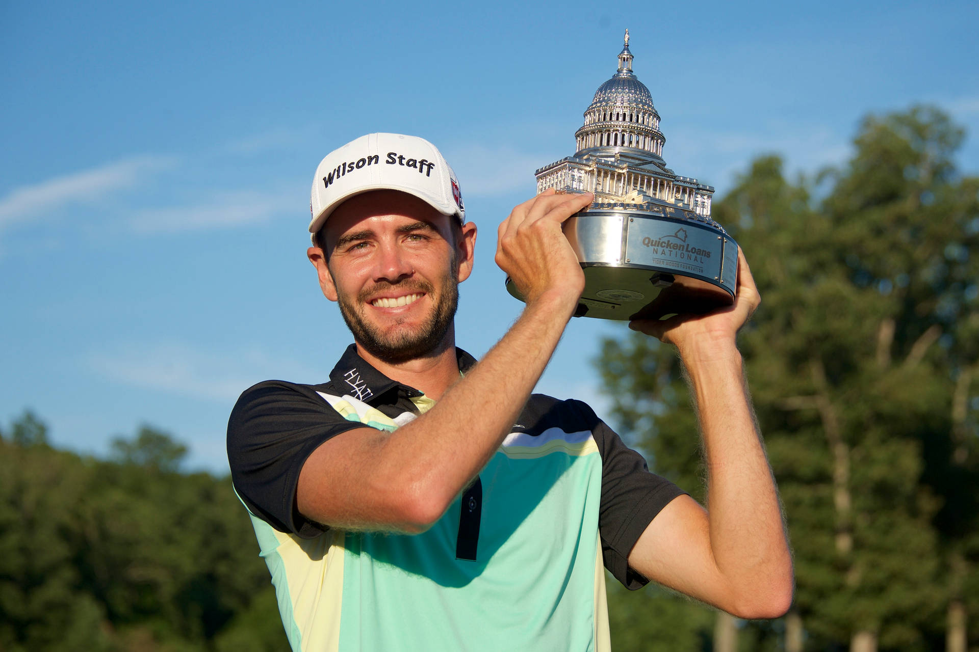 Troy Merritt Smiling And Holding Trophy Wallpaper