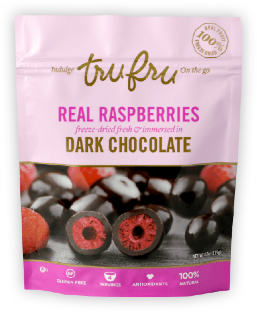 Tru Fru Dark Chocolate Covered Raspberries Package PNG