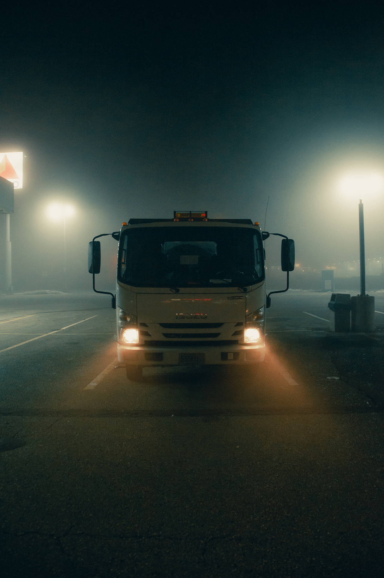 Truck At Night Road Headlights Wallpaper