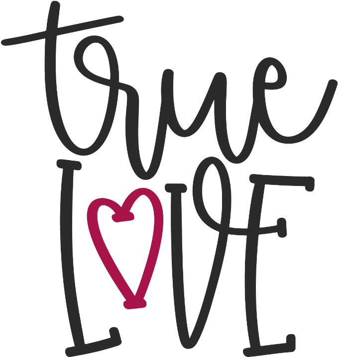 True Love Heart Calligraphy PNG