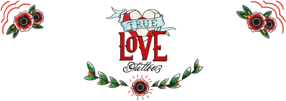 True Love Tattoo Banner Design PNG