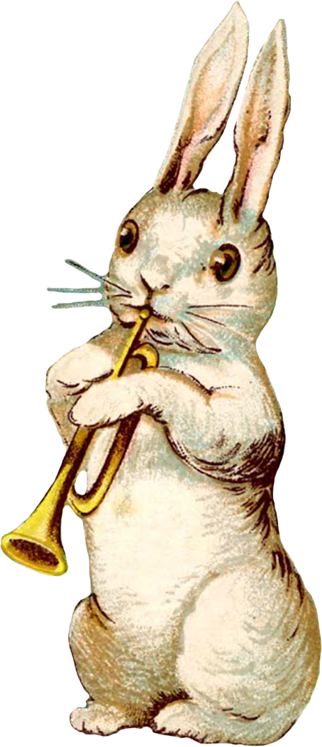 Trumpet Playing Bunny Illustration PNG
