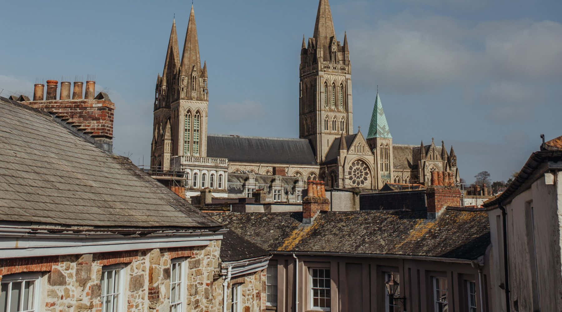 Truro Cathedral Over Rooftops Wallpaper
