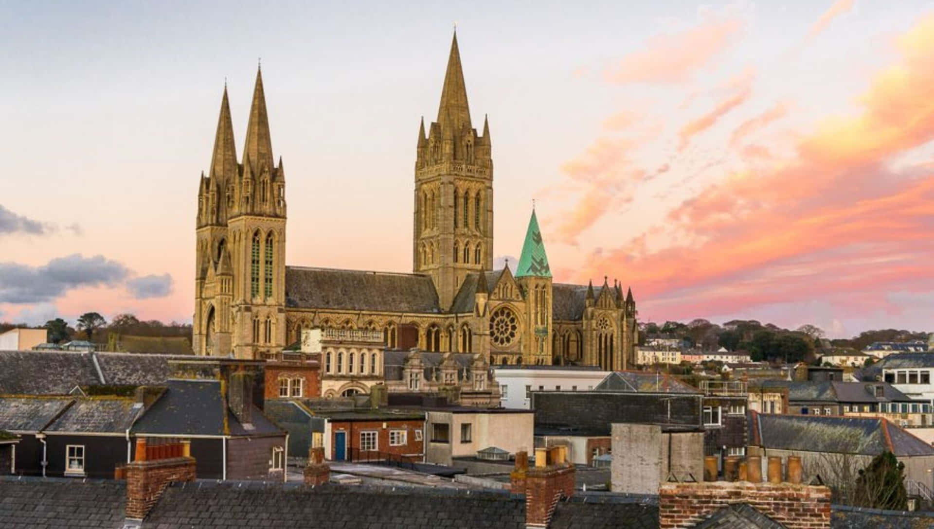Truro Cathedral Sunset Skyline Wallpaper