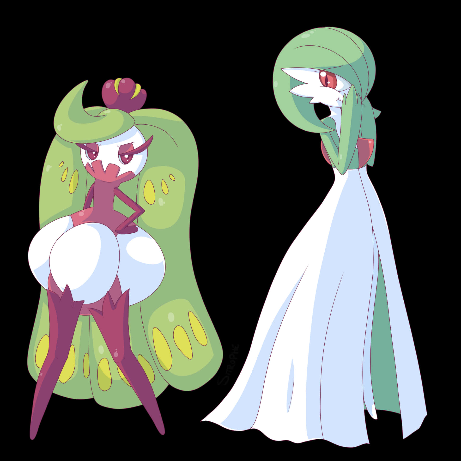 Tsareenaand Gardevoir Pokemon Artwork Wallpaper