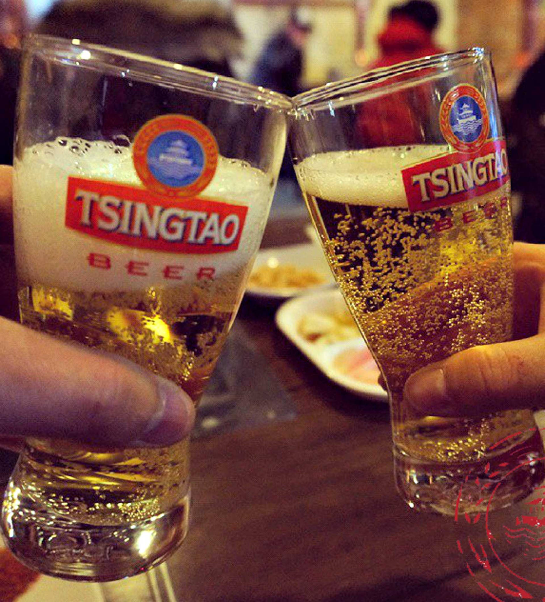 Tsingtao Beer Glasses Cheers Wallpaper