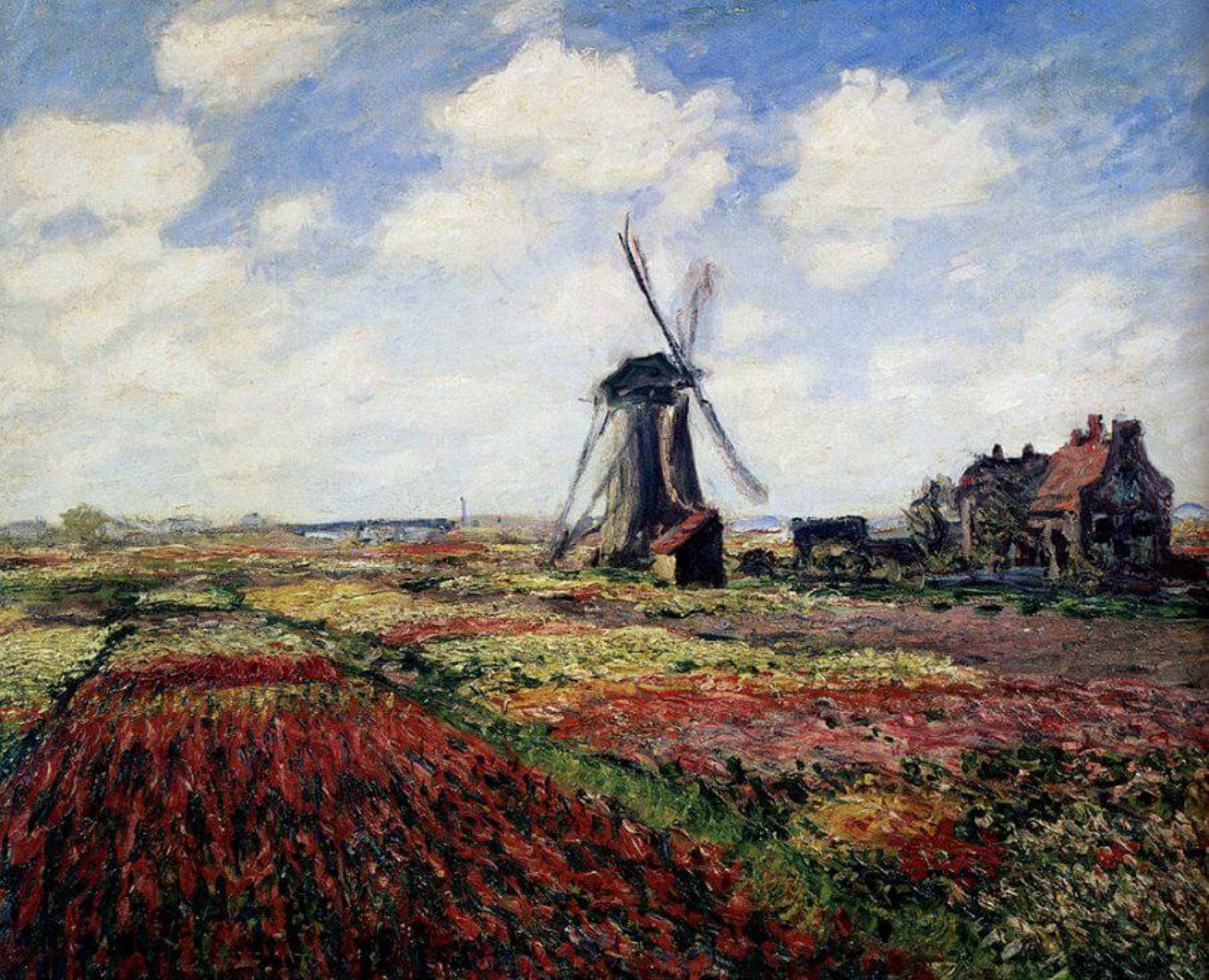 Tulip Fields By Claude Monet Wallpaper