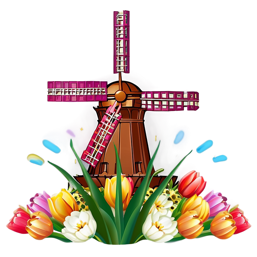 Tulips And Windmill Png Hrh PNG